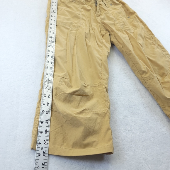 KUHL Pants Womens 10 Crop Mustard Mid Rise Embroidered Flowers Hiking Outdoor - Picture 3 of 9